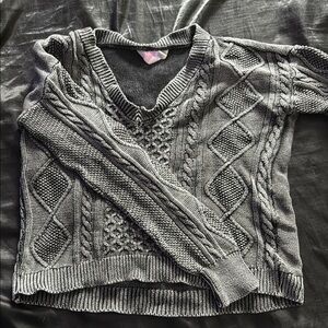 Gray Cable Knit Women's Sweater